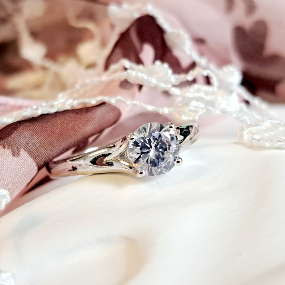White Cubic Zirconia Engagement Ring
